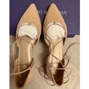 Stuart Weitzman Gilligan Lace-Up Suede Flats